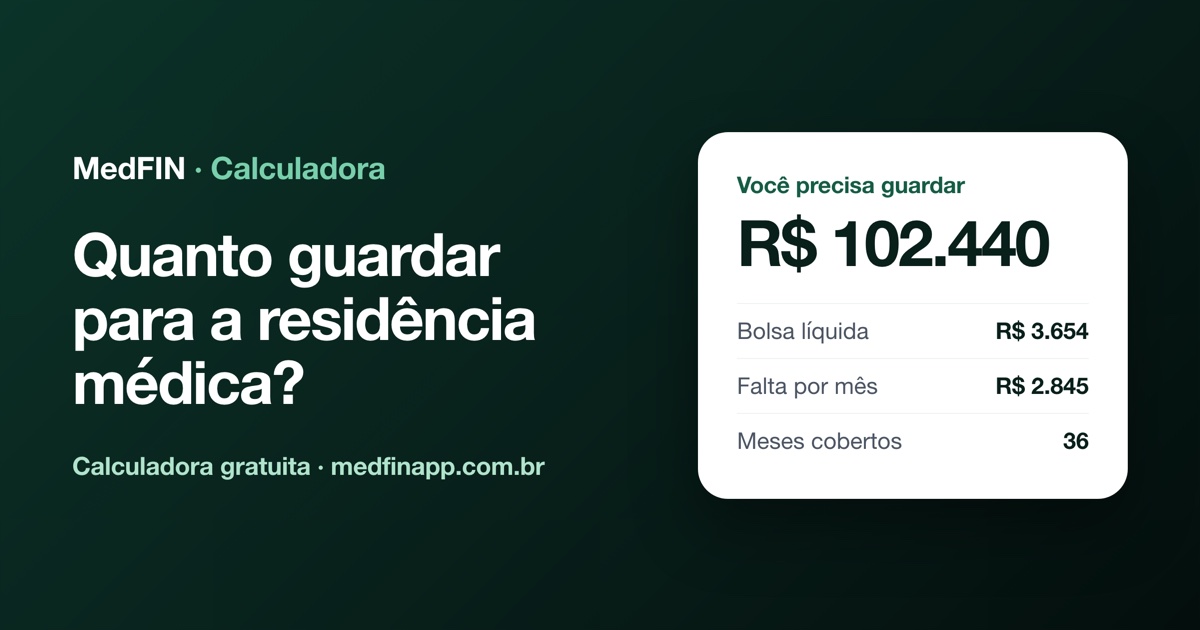 Calculadora MedFIN: quanto guardar para a residência médica